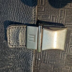 Dunhill Black Embossed Leather Bag with Silver Accents Vintage